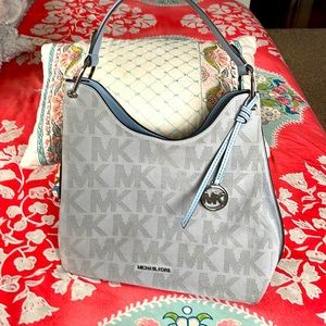 Authentic Michael Kors Pale Blue Leather Shoulder Bag